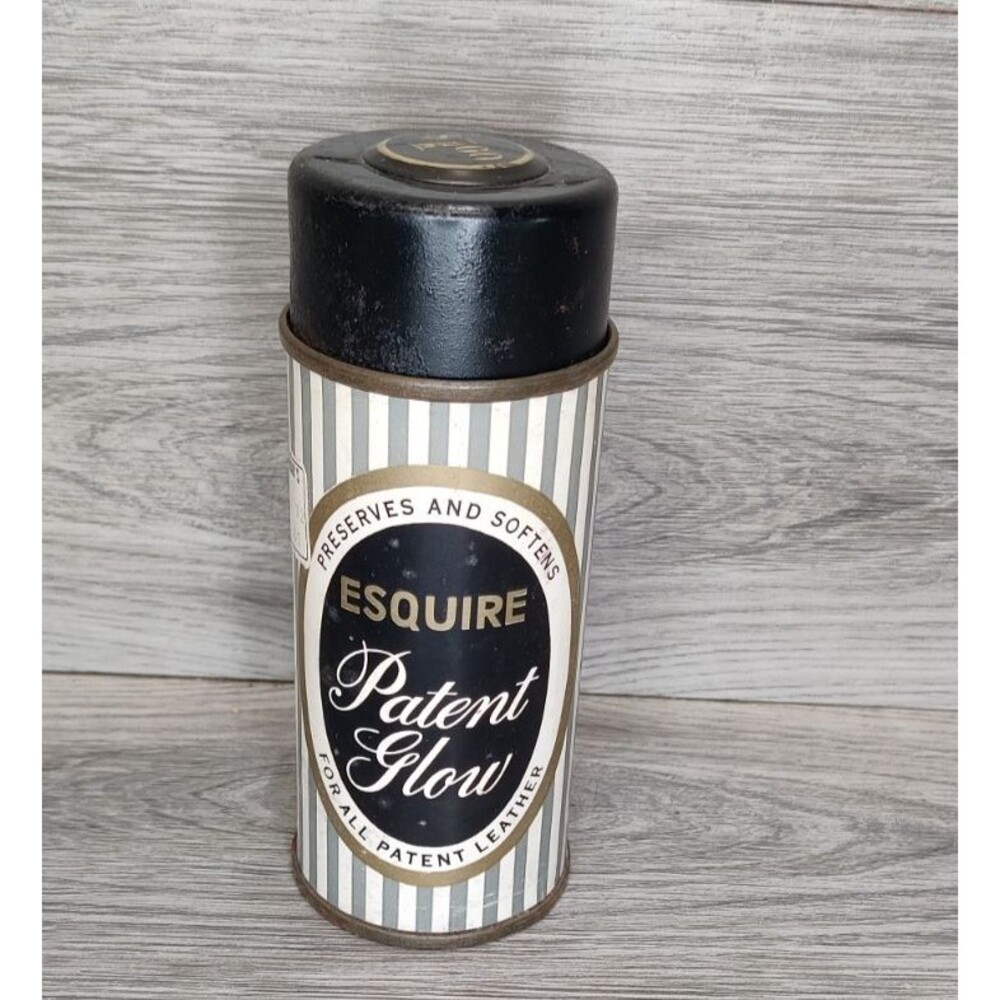 VTG Esquire Patent Glow Leather Treatment Tin Can Empty Rare Shoe Polish Display